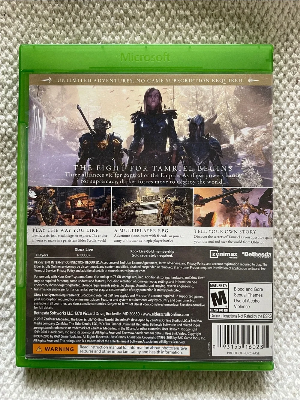 The Elder Scrolls Online: Tamriel Unlimited - (White & Green)